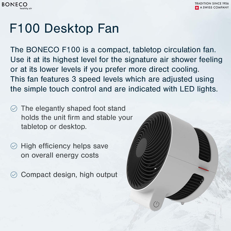 Boneco F100 Desktop Air Fan with 3 Speed Levels & Touch Controls (Open Box)