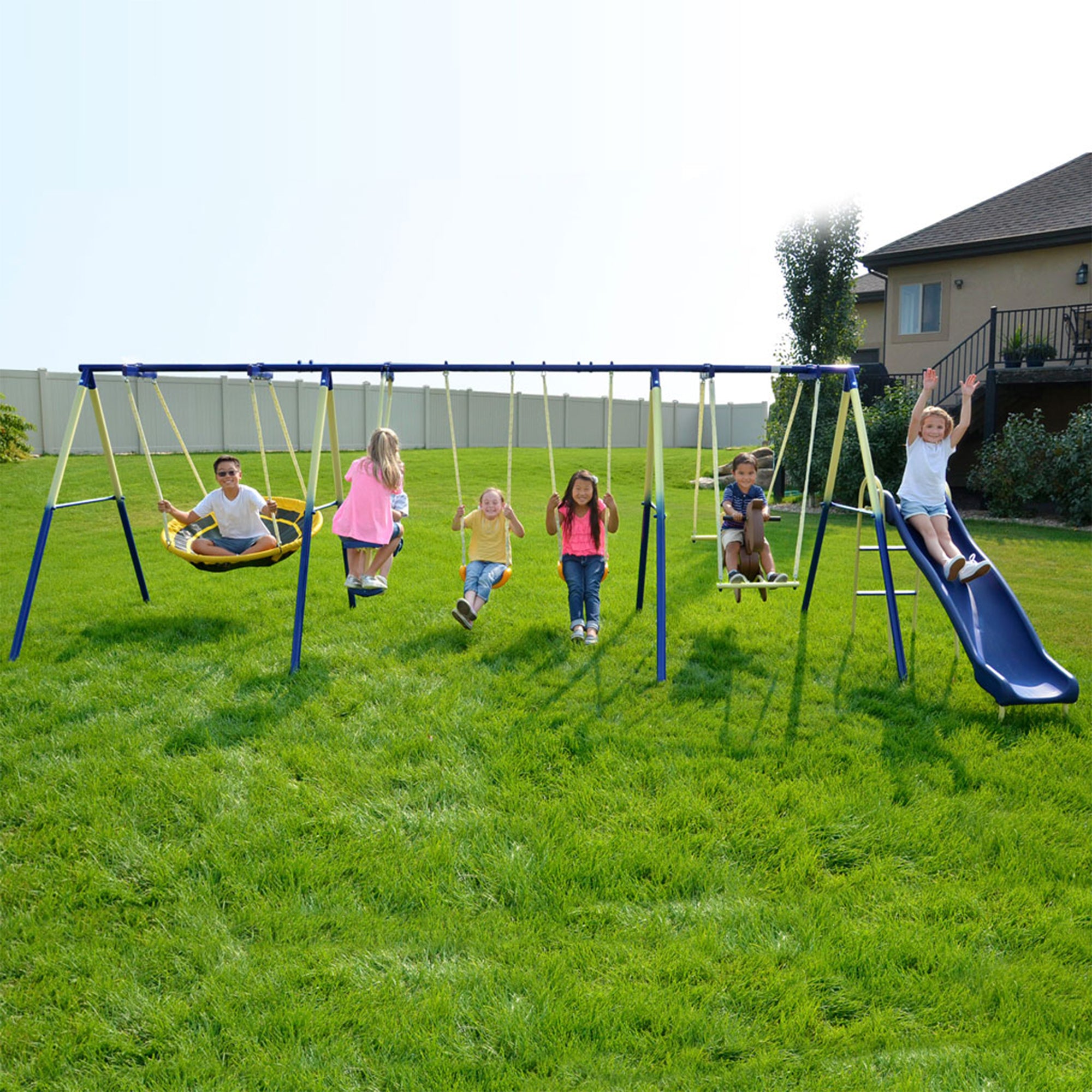 Sportspower Super 8 Medium to Large Backyard Fun Heavy Duty Metal Swing Set - VMInnovations