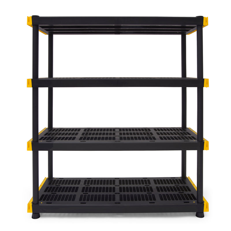 TOUGH BOX Heavy Duty 4 Tier Ventilated Shelving Storage Unit, Black and Yellow