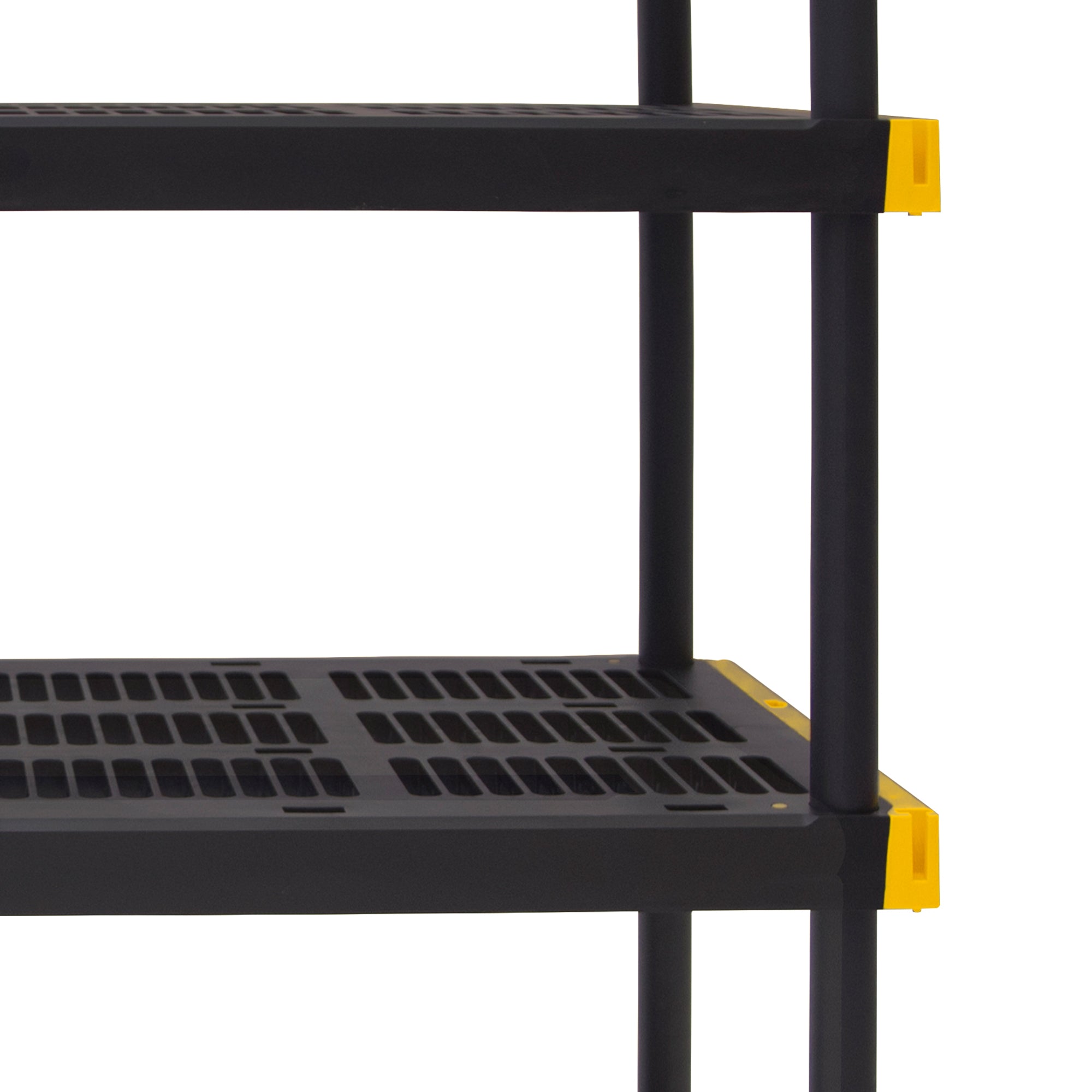 TOUGH BOX Heavy Duty 4 Tier Ventilated Shelving Storage Unit, Black and Yellow