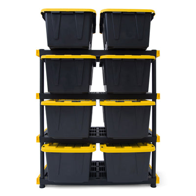 TOUGH BOX Heavy Duty 4 Tier Ventilated Shelving Storage Unit, Black and Yellow