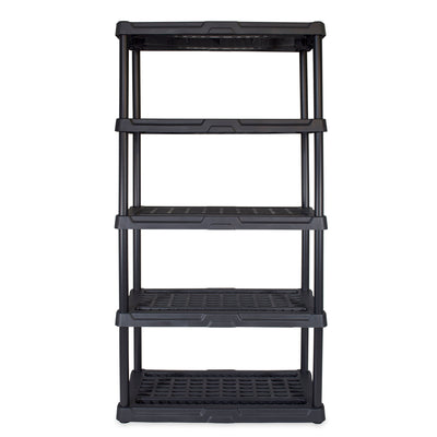 TOUGH BOX 5 Tier Plastic Indoor and Outdoor Ventilated Shelf Storage Unit, Black - VMInnovations