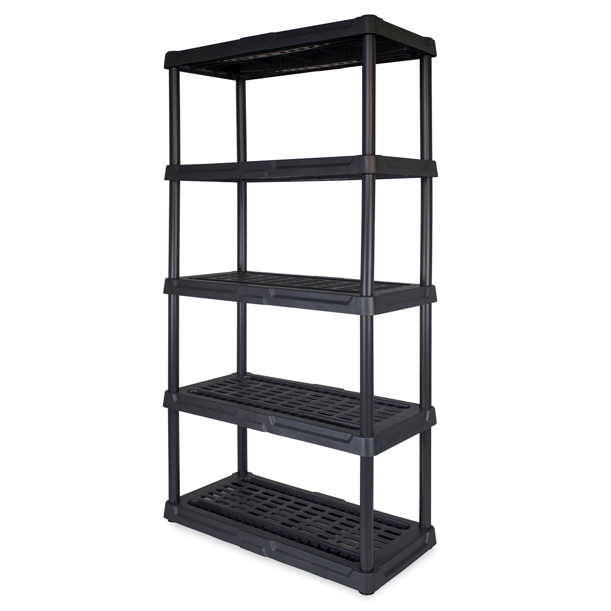 TOUGH BOX 5 Tier Plastic Indoor and Outdoor Ventilated Shelf Storage Unit, Black - VMInnovations