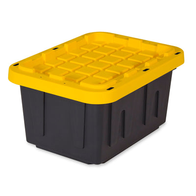 TOUGH BOX 5 Gal Plastic Storage Totes w/ Snap Fit Lids, Black & Yellow (6 Pack)