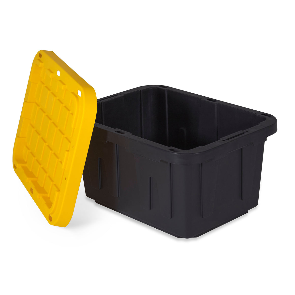 TOUGH BOX 5 Gal Plastic Storage Totes w/ Snap Fit Lids, Black & Yellow (6 Pack)