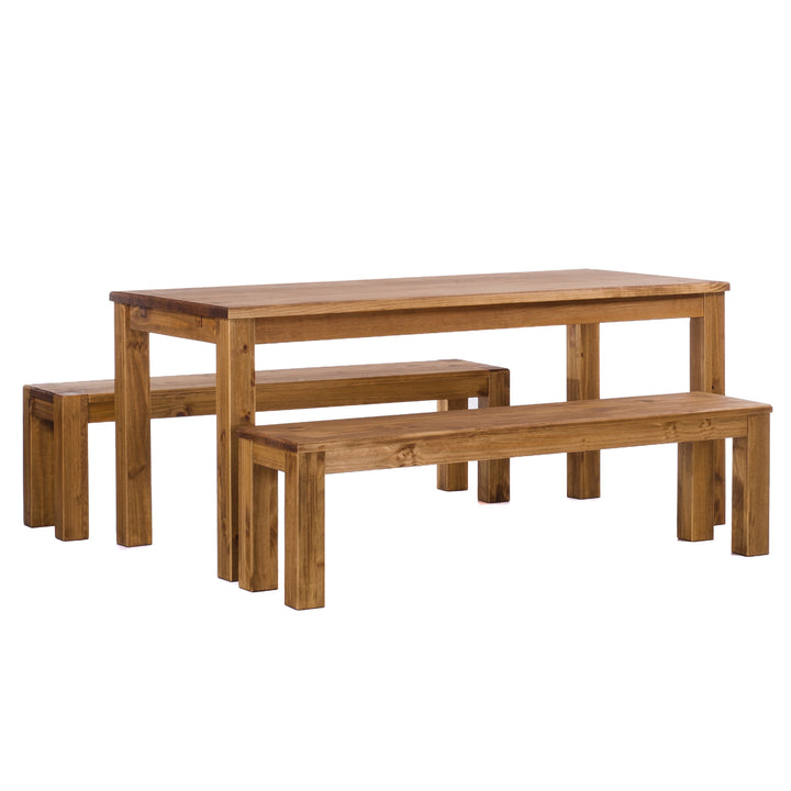 Solid Brazilian Pine Wood Dining Table, 47 X 30 Inches, Brazil Finish (Used)
