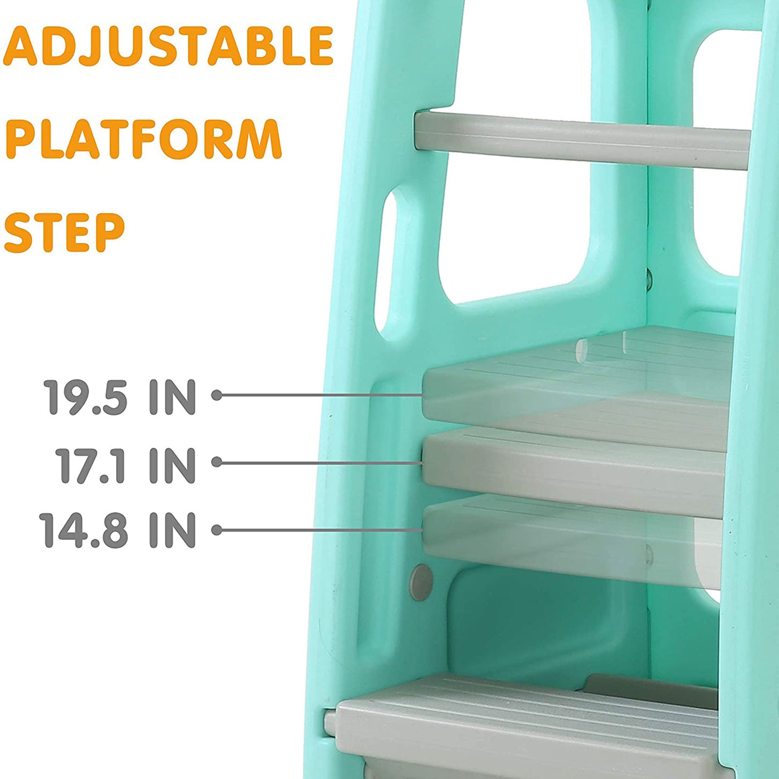 SDADI PLT01GN Children's Plastic Learning Stool with 3 Adjustable Heights, Green - VMInnovations