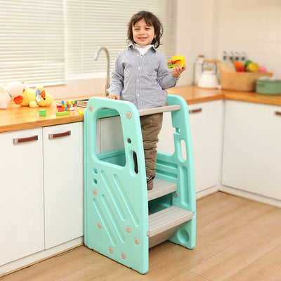 SDADI PLT01GN Children's Plastic Learning Stool with 3 Adjustable Heights, Green