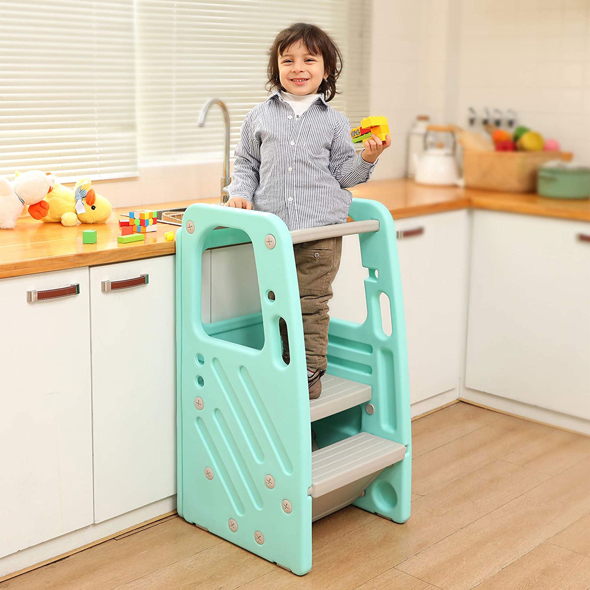 SDADI Children's Plastic Learning Stool w/3 Adjustable Heights, Green (Open Box)