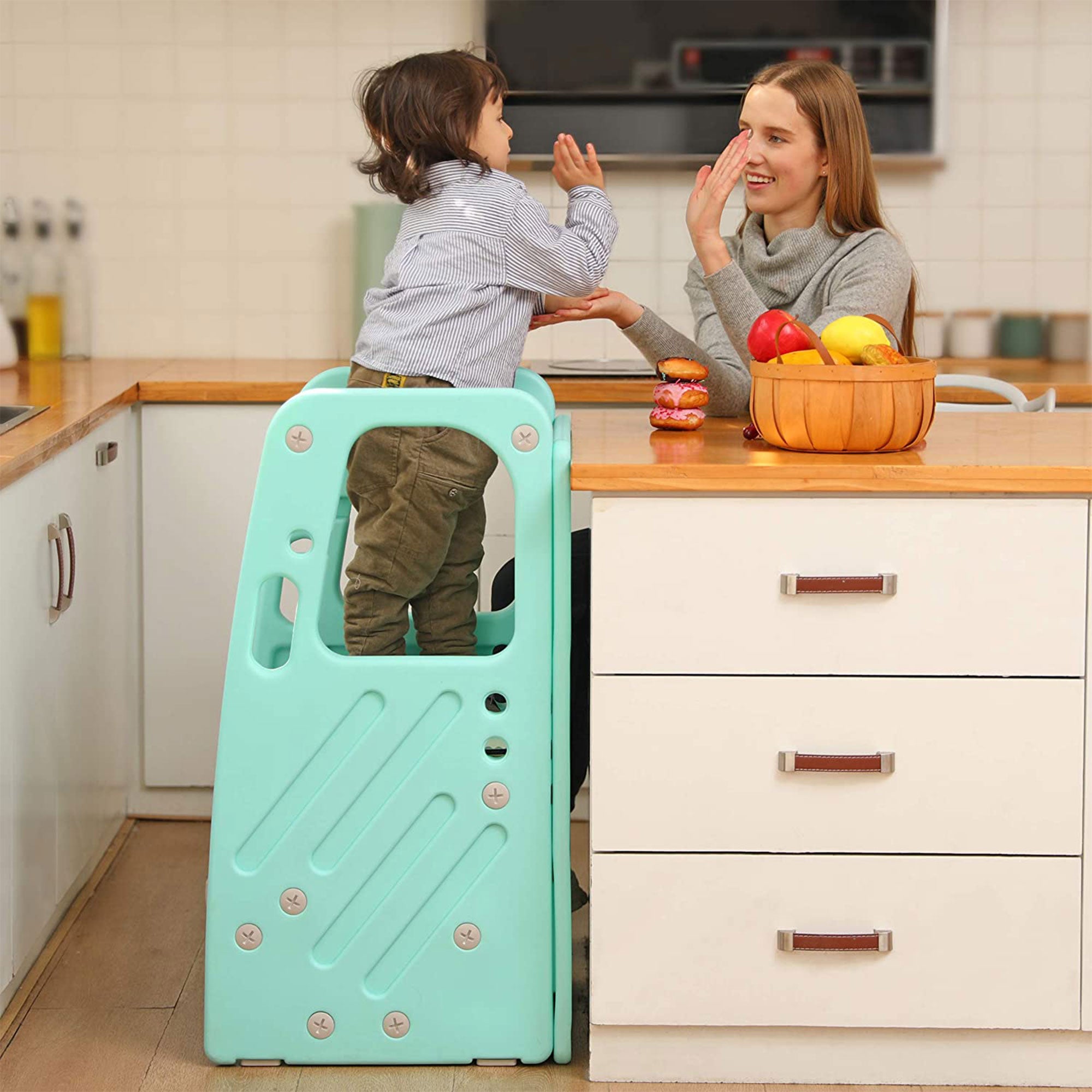 SDADI Children's Plastic Learning Stool w/3 Adjustable Heights, Green (Open Box)