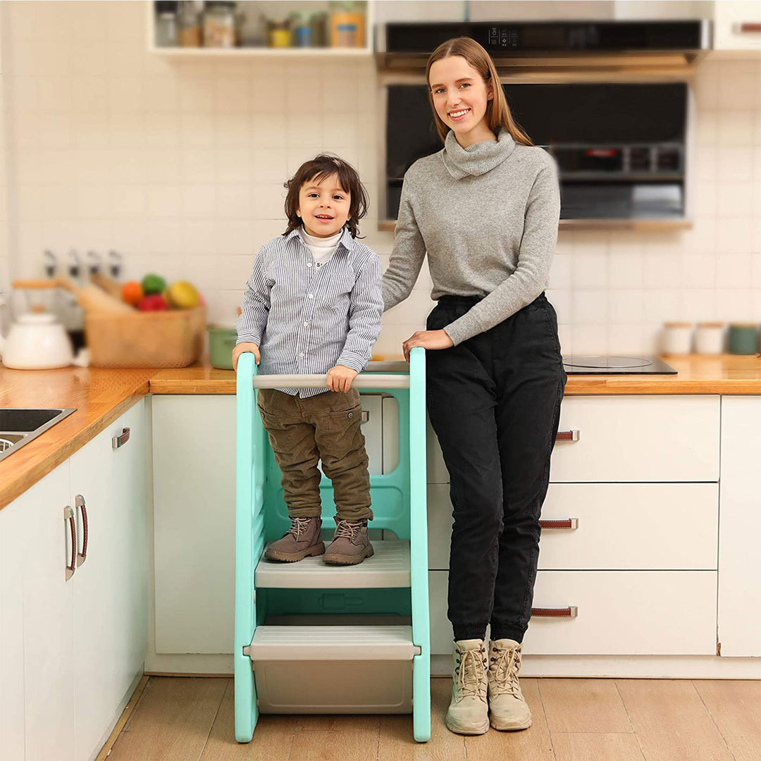 SDADI PLT01GN Children's Plastic Learning Stool with 3 Adjustable Heights, Green