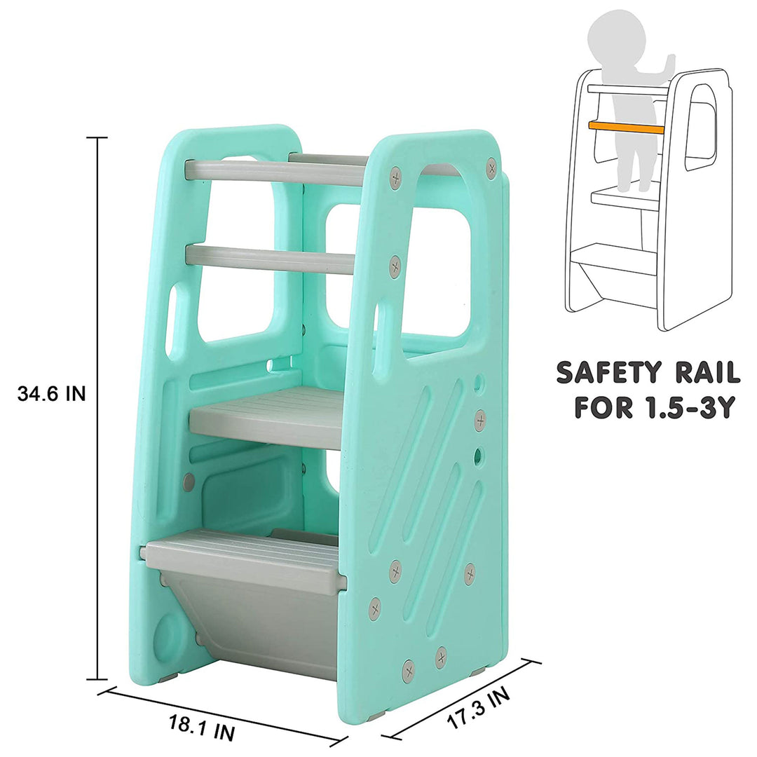 SDADI PLT01GN Children's Plastic Learning Stool with 3 Adjustable Heights, Green