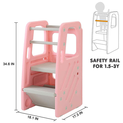 SDADI PLT01PK Children's Plastic Learning Stool with 3 Adjustable Heights (Used) - VMInnovations