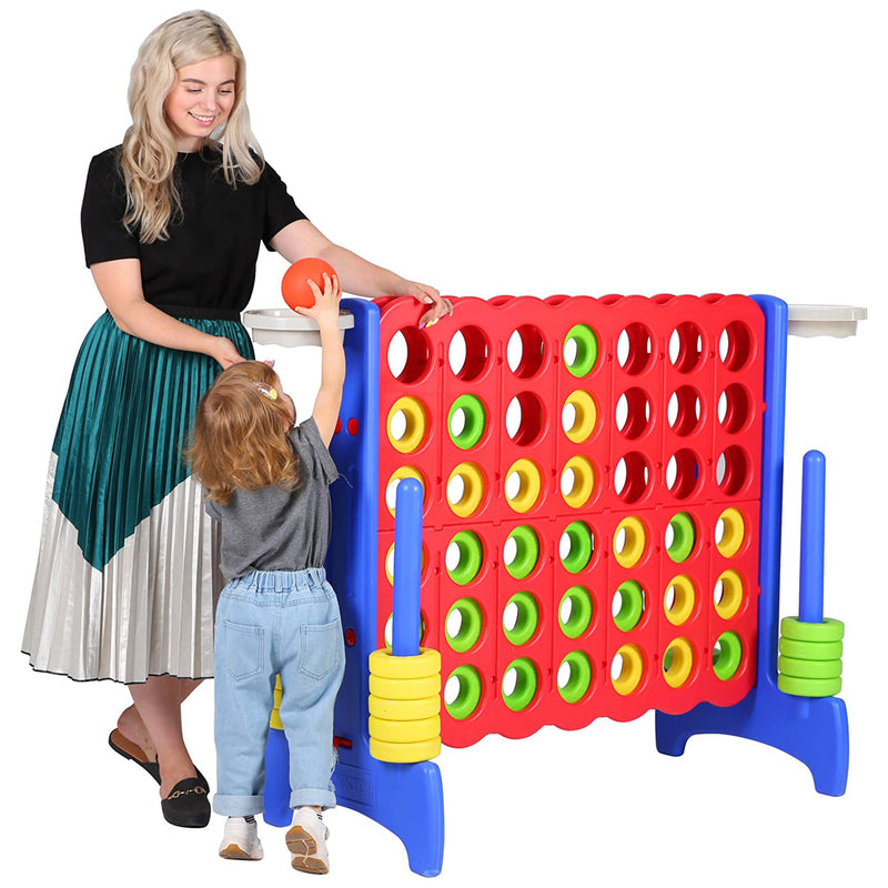 SDADI Giant 64 Inch 4-In-A-Row Game and Basketball Game for Kids, Blue and Red