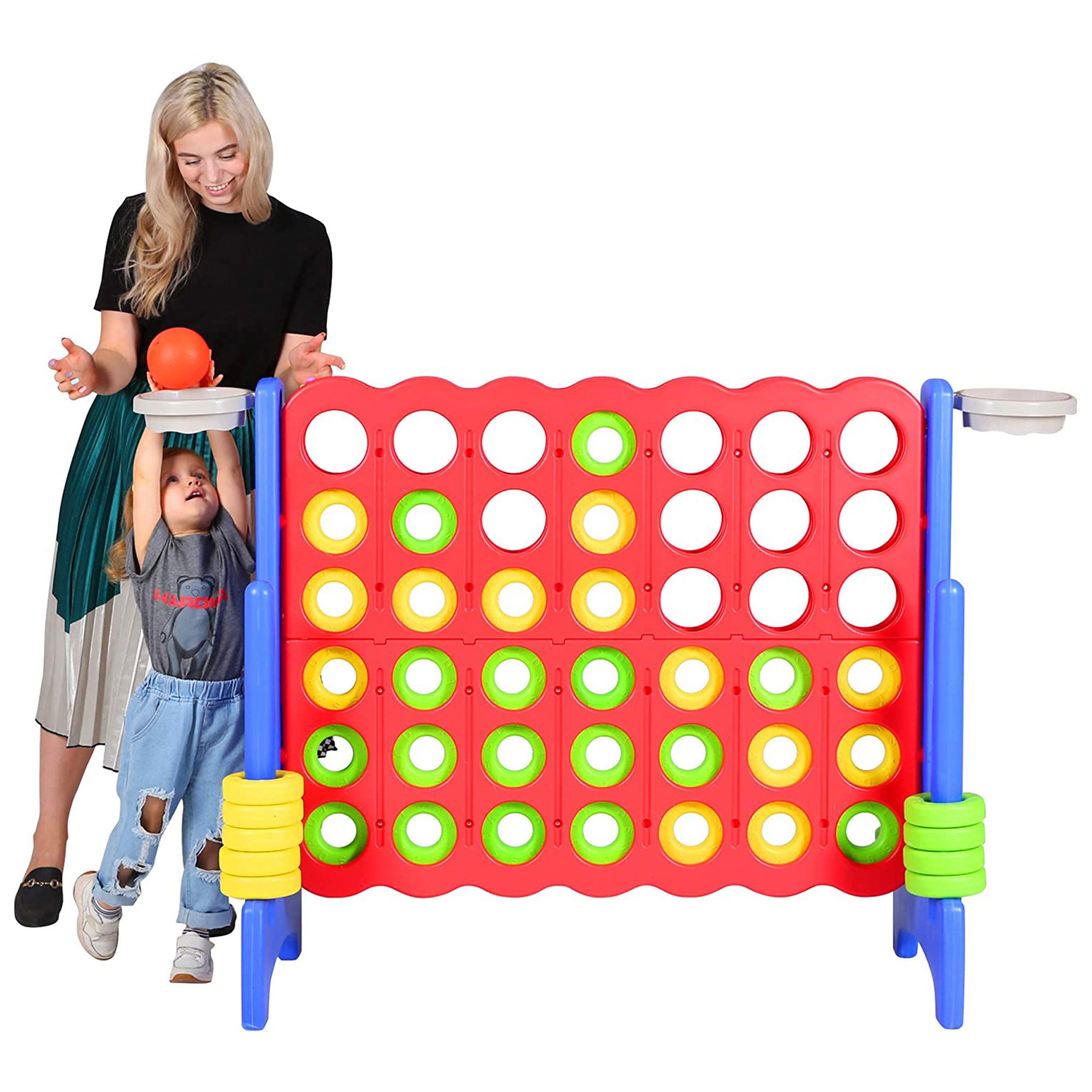 SDADI Giant 64" 4-In-A-Row Game & Basketball Game for Kids, Blue & Red(Open Box) - VMInnovations