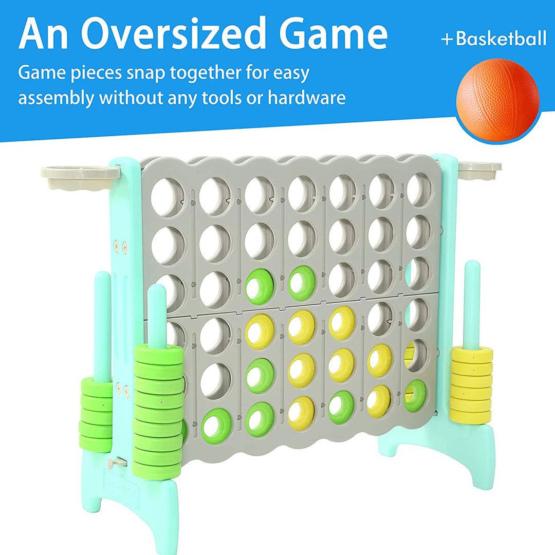 SDADI Giant 64 Inch 4-In-A-Row Game and Basketball Game for Kids, Gray and Green