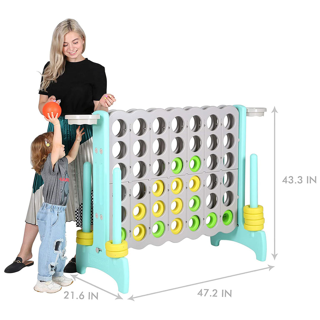 SDADI Giant 64 Inch 4-In-A-Row Game and Basketball Game for Kids, Gray and Green