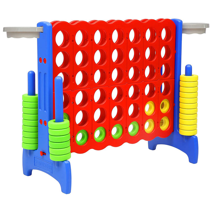 SDADI Giant 33 Inch 4-In-A-Row Game and Basketball Game for Kids, Blue and Red