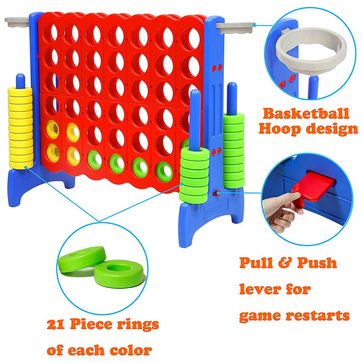 SDADI Giant 33 Inch 4-In-A-Row Game and Basketball Game for Kids, Blue and Red