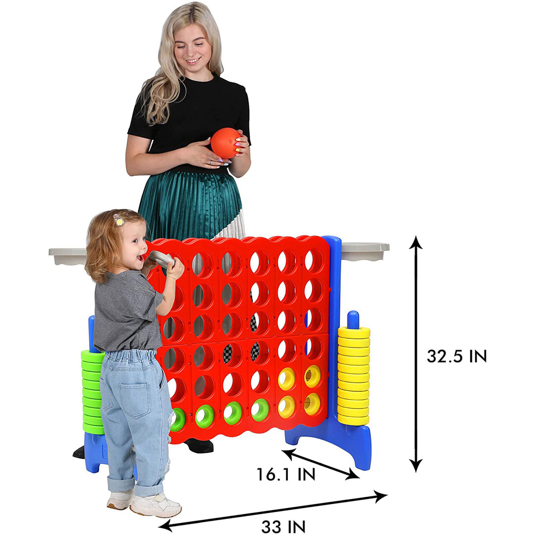 SDADI Giant 33 Inch 4-In-A-Row Game and Basketball Game for Kids, Blue and Red