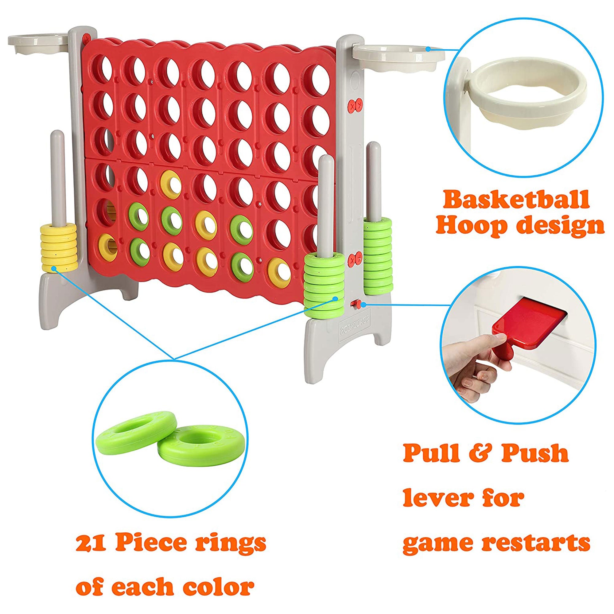 SDADI Giant 33 Inch 4-In-A-Row Game and Basketball Game for Kids (Used) - VMInnovations