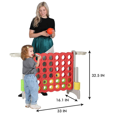 SDADI Giant 33 Inch 4-In-A-Row Game and Basketball Game for Kids, Gray and Red - VMInnovations