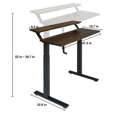 SDADI Adjustable Height Steel Frame 2 Tier Standing Desk w/ Crank (Open Box)