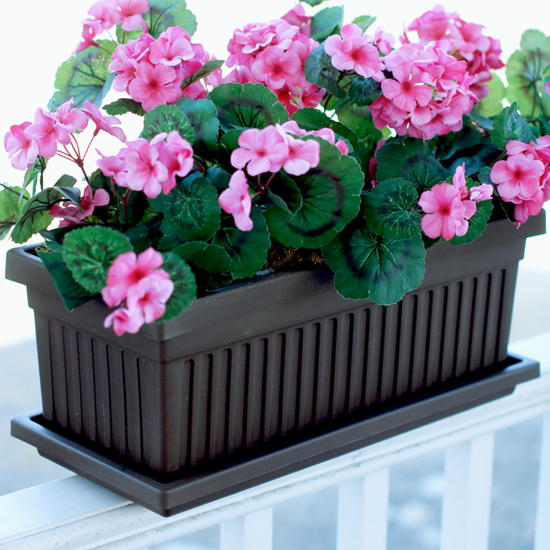 HC Companies 30 Inch Fluted Plastic Venetian Garden Flower Window Box, Black