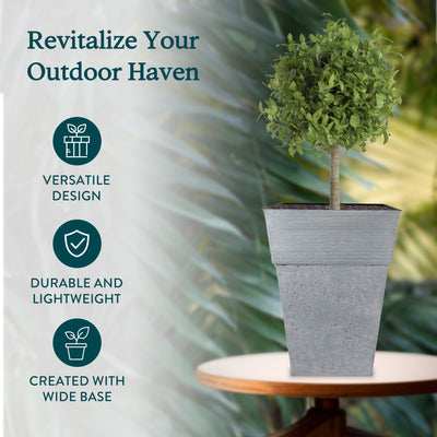 The HC Companies Avino 13 Inch Square Resin Flower Planter Pot, (Open Box) - VMInnovations