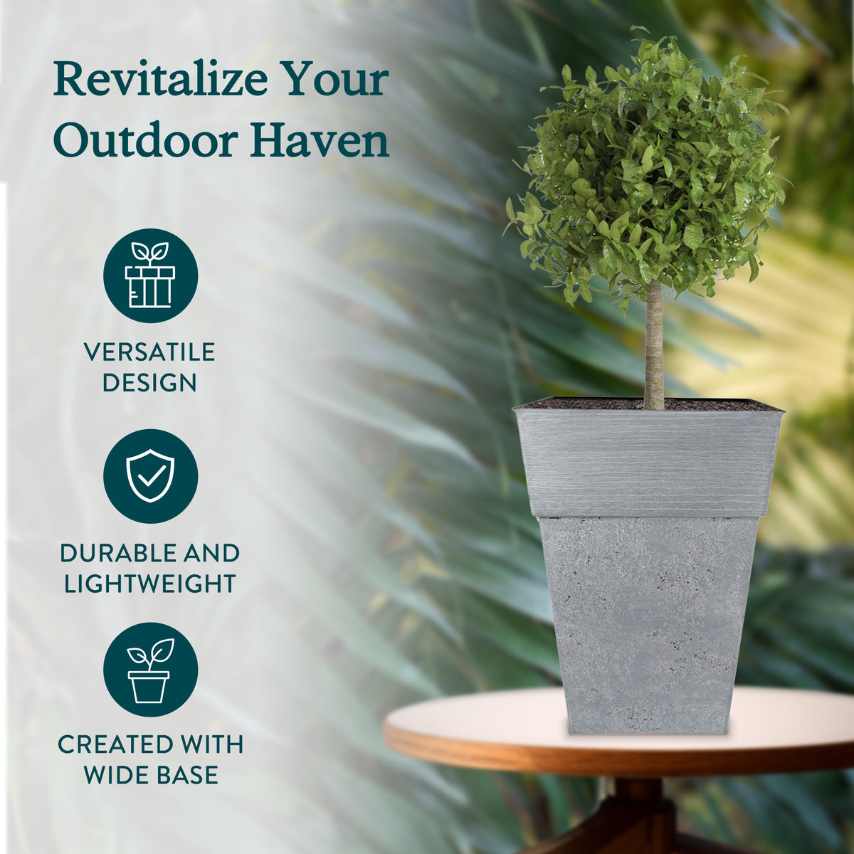 The HC Companies Avino 13" Square Resin Flower Planter Pot, Oxidized Black(Used)