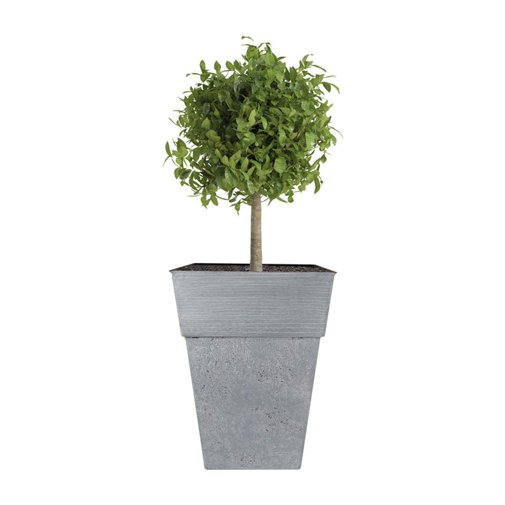 The HC Companies Avino 13" Square Resin Flower Planter Pot, Oxidized Black(Used)