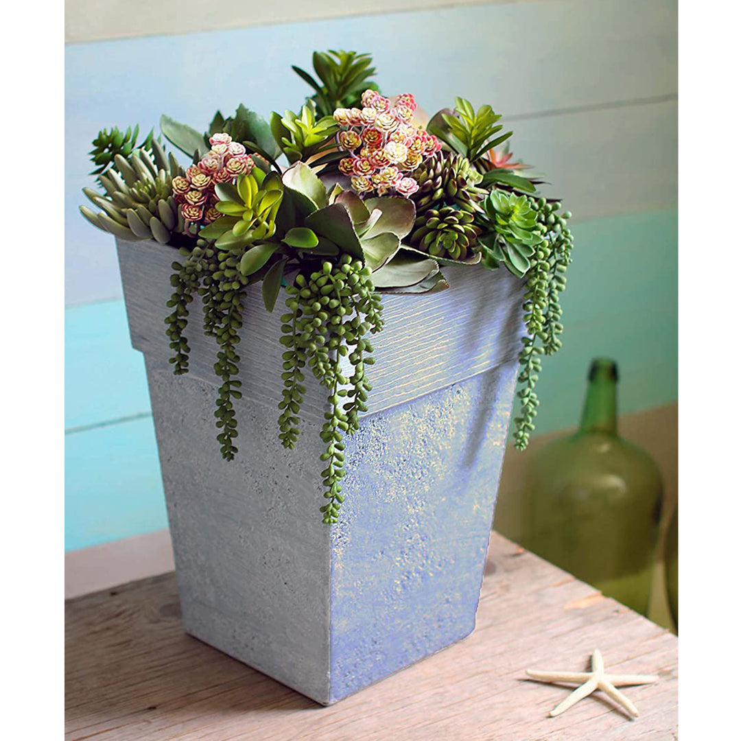 The HC Companies Avino 13" Square Resin Flower Planter Pot, Oxidized Black(Used)