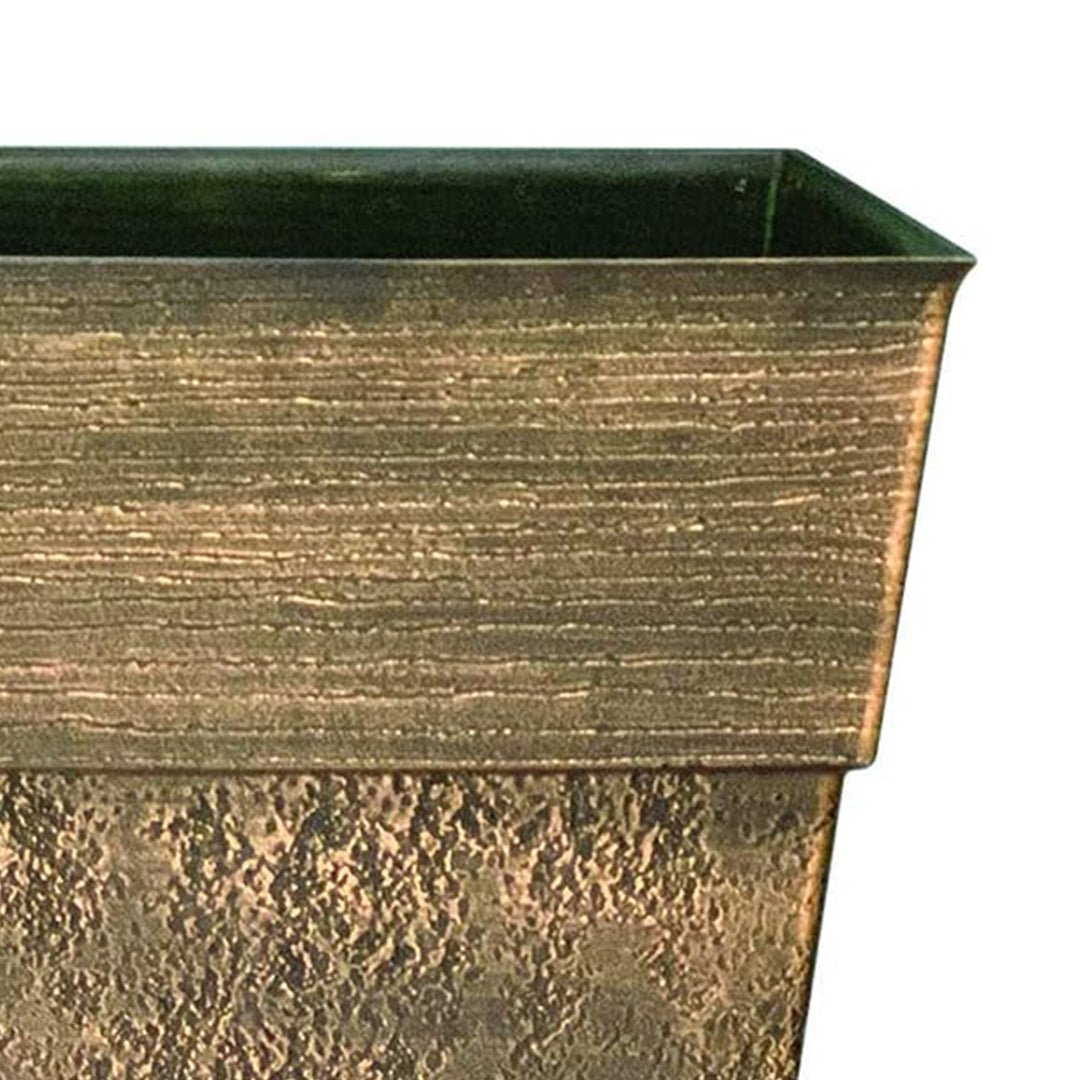 The HC Companies Avino 16 Inch Square Resin Flower Planter Pot, Celtic Bronze