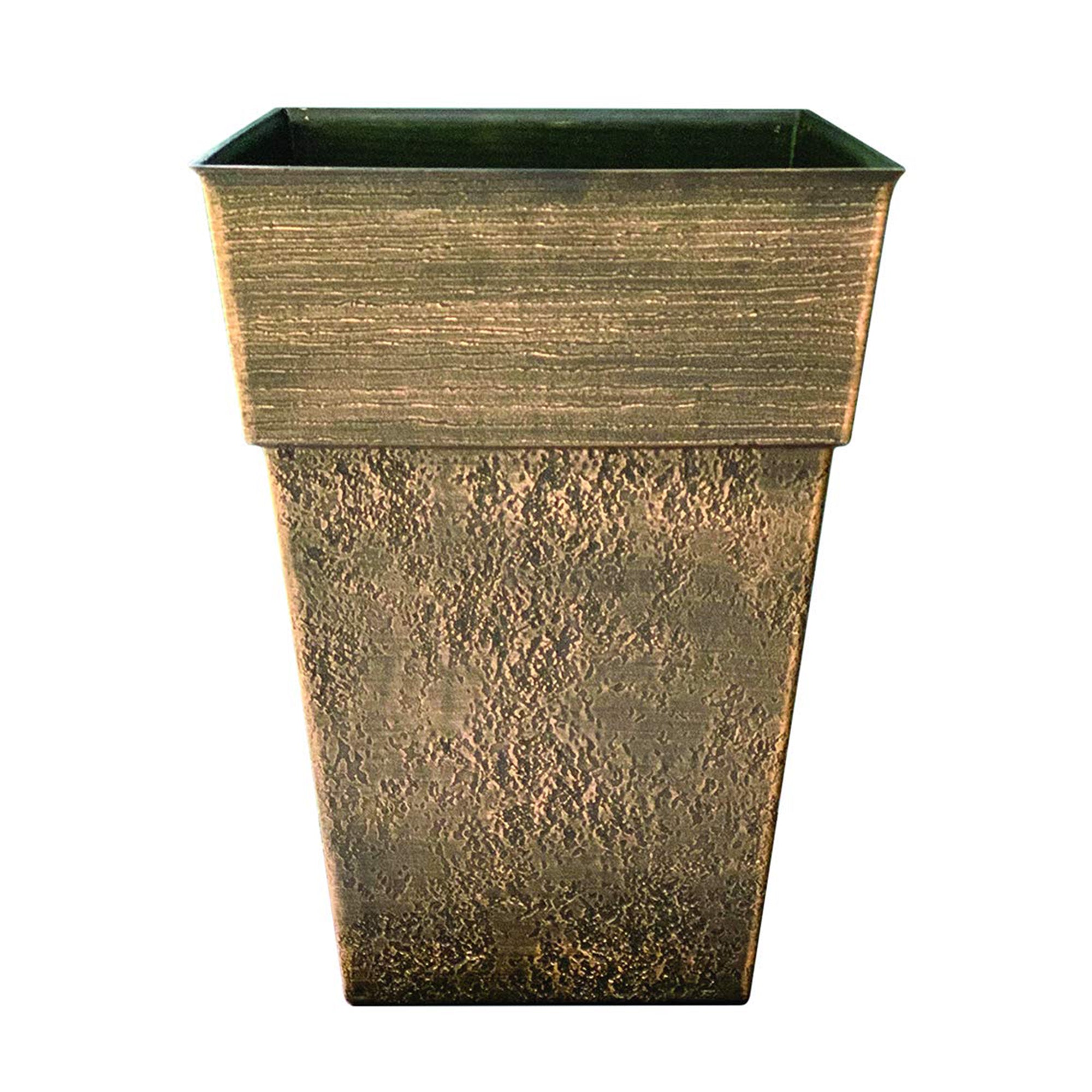 The HC Companies Avino 13 Inch Square Resin Flower Planter Pot, Celtic Bronze - VMInnovations