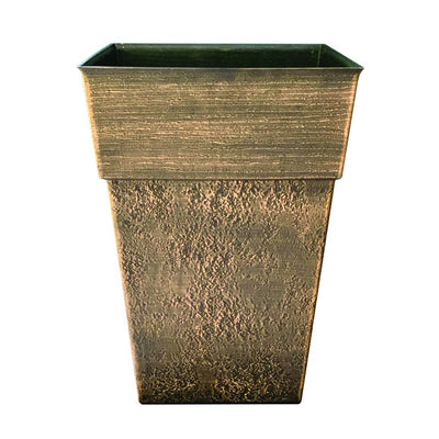 The HC Companies Avino 13 " Square Resin Flower Planter Pot, Bronze (Used) - VMInnovations