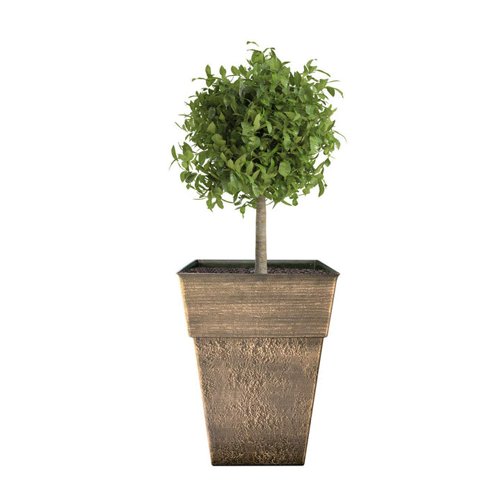 The HC Companies Avino 13 " Square Resin Flower Planter Pot, Bronze (Used)