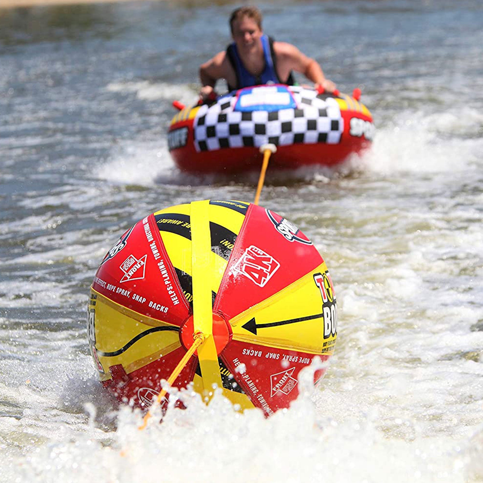 Airhead Renegade 3 Person Towable Water Tube w/ SPORTSSTUFF Towable Booster Ball - VMInnovations