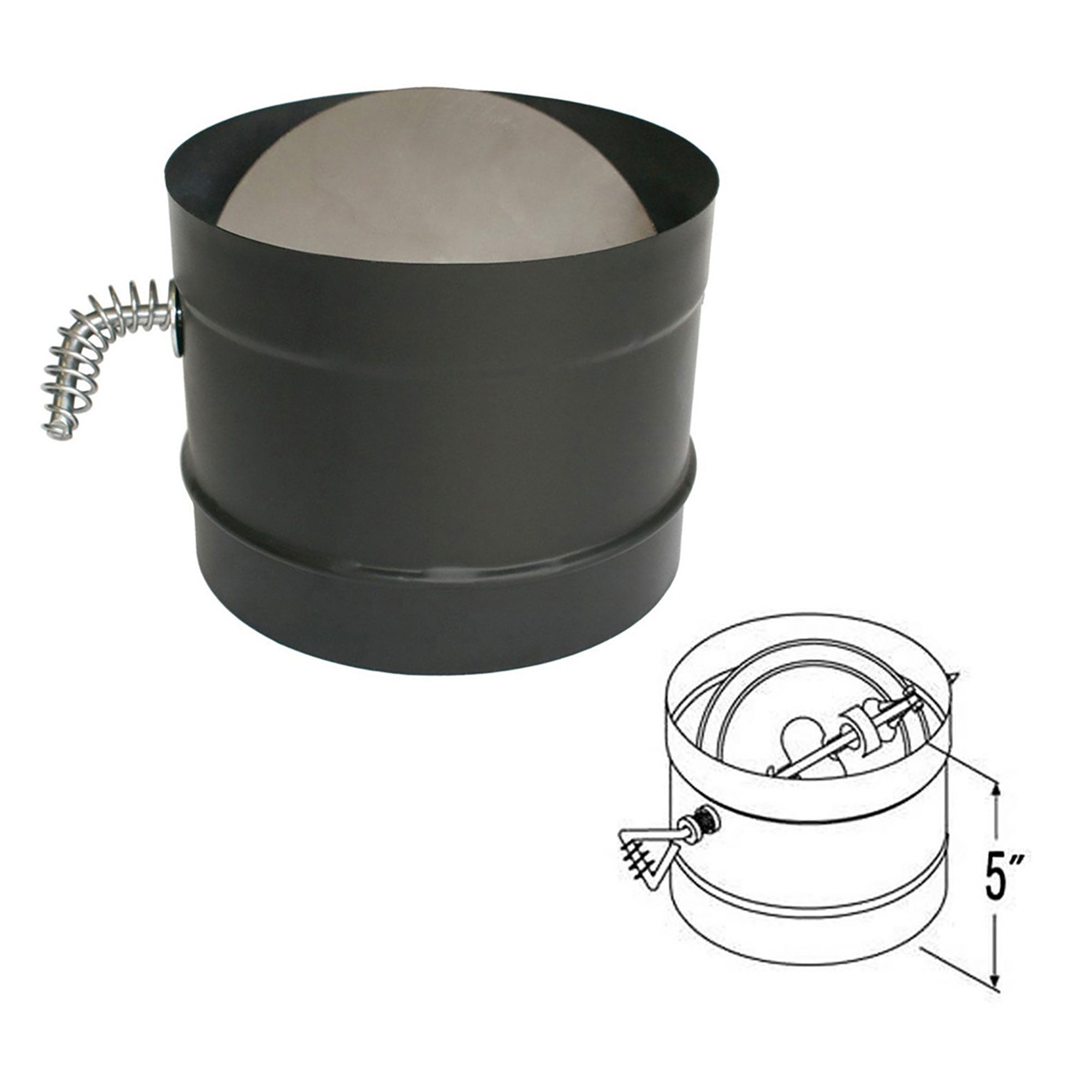 DuraVent 6 Inch Single Wall Interior Damper Section As Stove Top Adapter, Black - VMInnovations