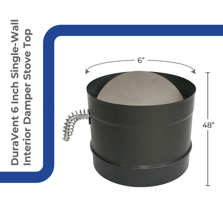 DuraVent Single Wall Interior Damper Section As Stovetop Adapter, 5" (Open Box) - VMInnovations