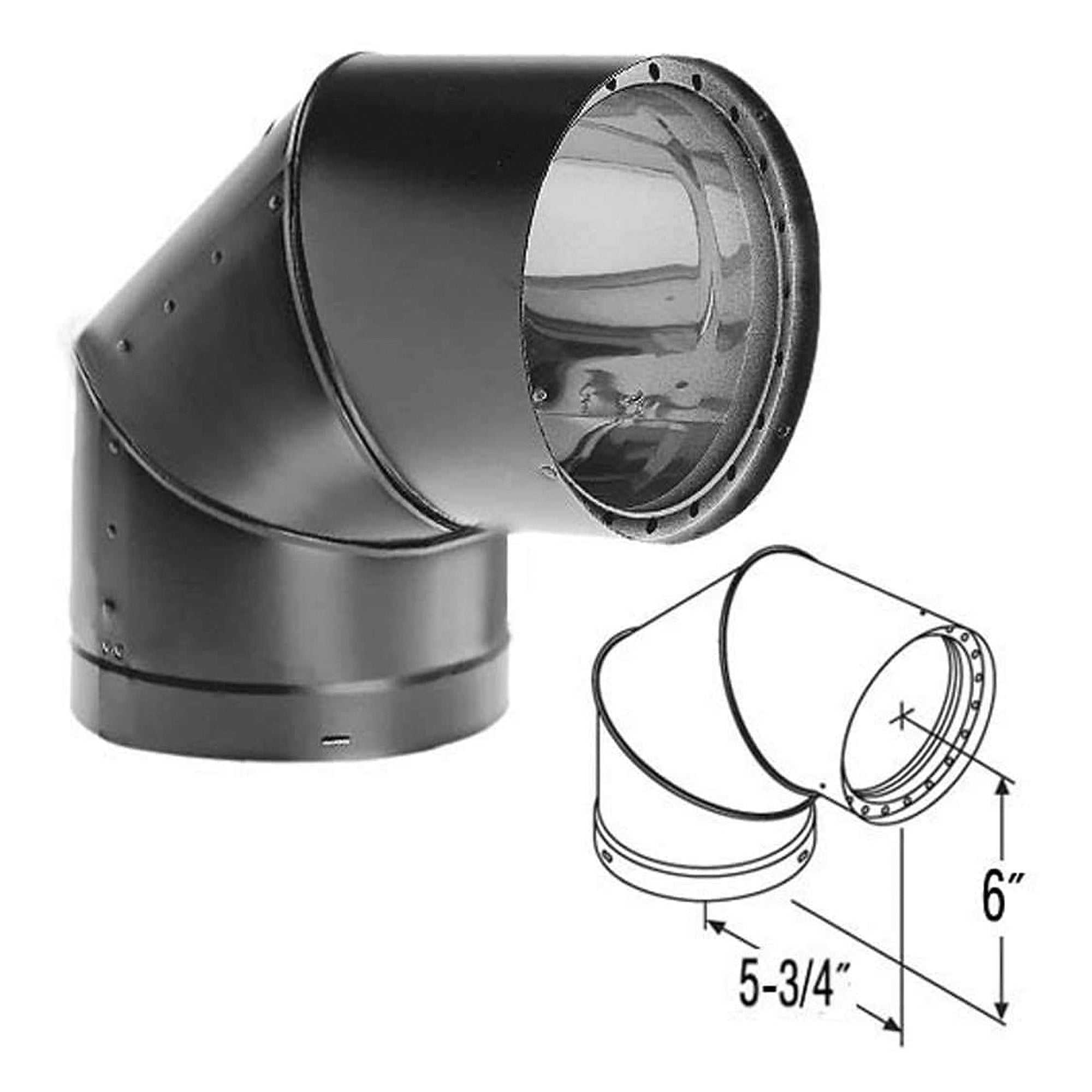 DuraVent 6DVL-E90 DVL Galvanized Double Wall Stove Pipe 90 Degree Elbow (Used) - VMInnovations