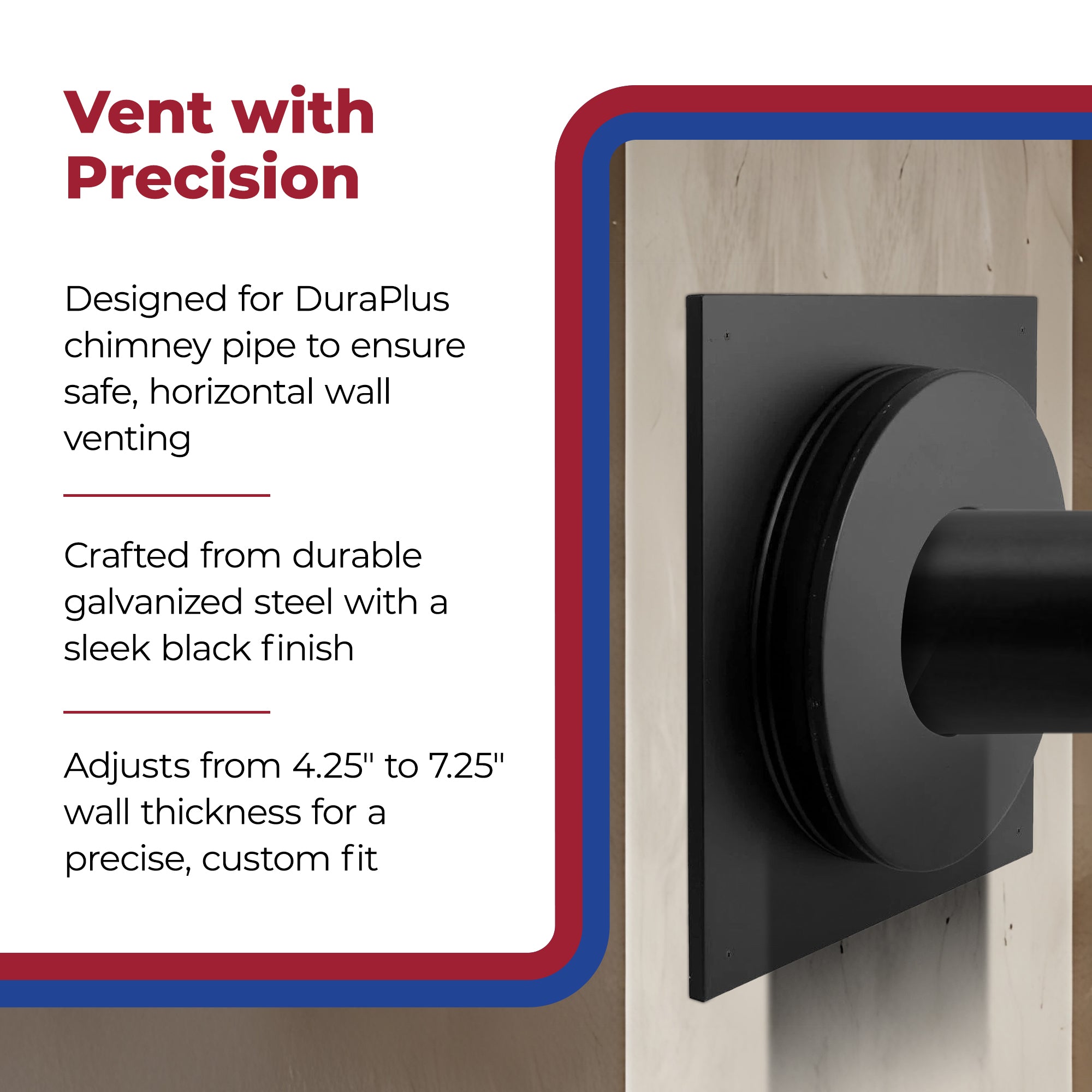 DuraVent Galvanized Steel Wall Thimble for Chimney Pipe, 6", Black (Open Box)
