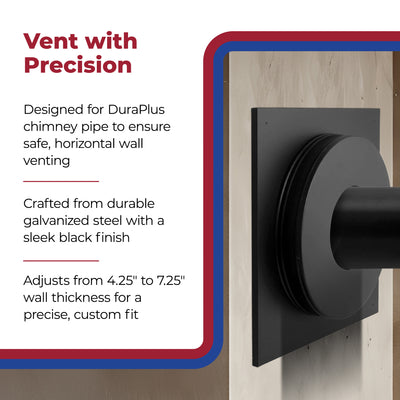 DuraVent Galvanized Steel Wall Thimble for Chimney Pipe, 6", Black (Open Box)