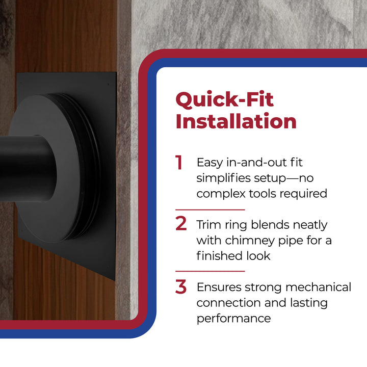 DuraVent Galvanized Steel Wall Thimble for Chimney Pipe, 6", Black (Open Box) - VMInnovations