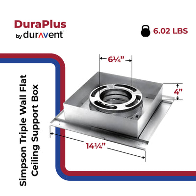 Simpson DuraVent Triple Wall Flat Ceiling Support Box for Wood Stoves(Open Box)