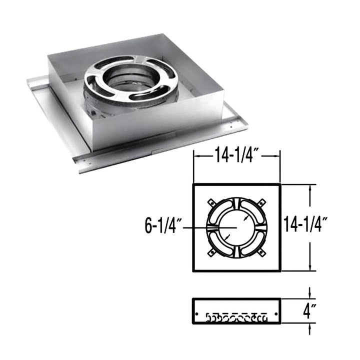 DuraVent Simpson 6DP-FCS Triple Wall Flat Ceiling Support Box for Wood Stoves