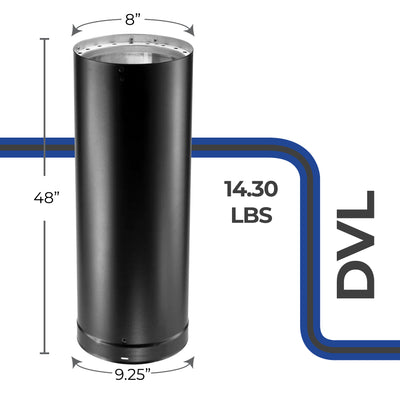 DuraVent DVL Galvanized Steel Double Wall Stove Pipe, 8x48 Inch, Black(Open Box)