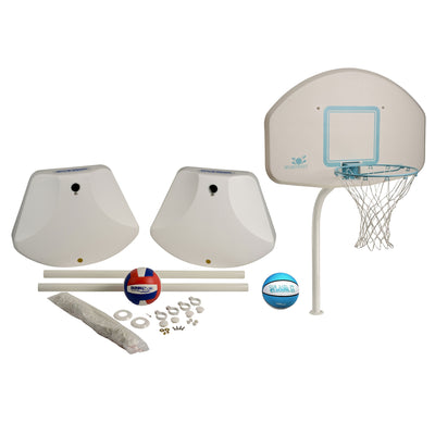 Dunn-Rite Deck Pool Basketball Hoop + V400 WaterVolley Pool Volleyball Set