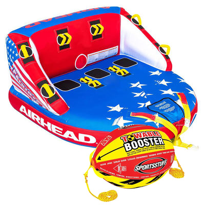 Airhead Patriot 3 Person Chariot Style Tube with SPORTSSTUFF 4K Booster Ball