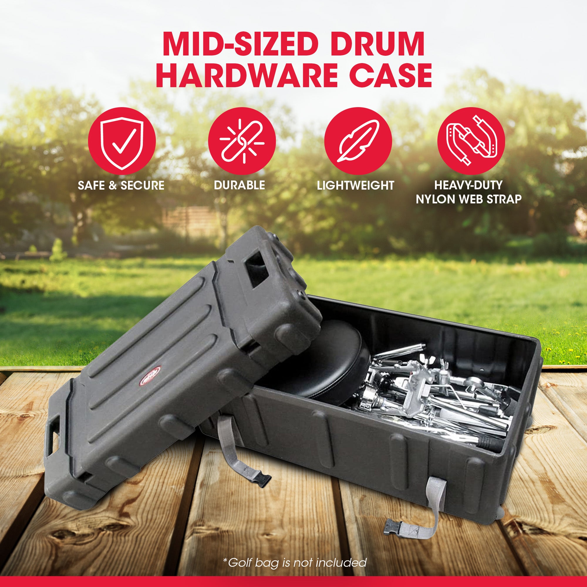 SKB Plastic Mid Sized Drum Hardware Case with Handle and Wheels (Open Box)