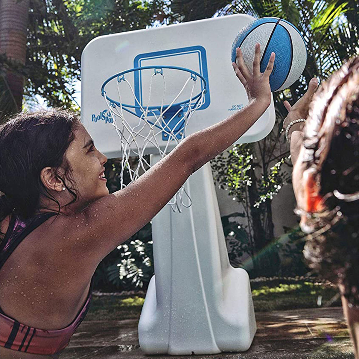 Dunn-Rite Poolside Basketball Hoop w/ ProVolly Regulation Volleyball Set & Ball